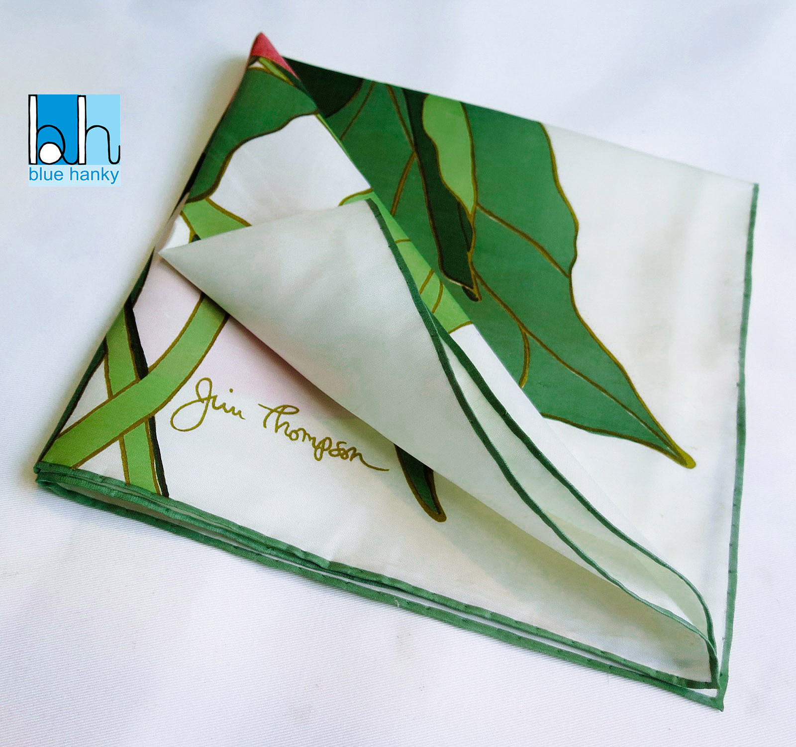 #92 18" Jim Thompson ผ้าเช็ดหน้ามือ2 สภาพดี ผ้าเช็ดหน้าผืนใหญ่