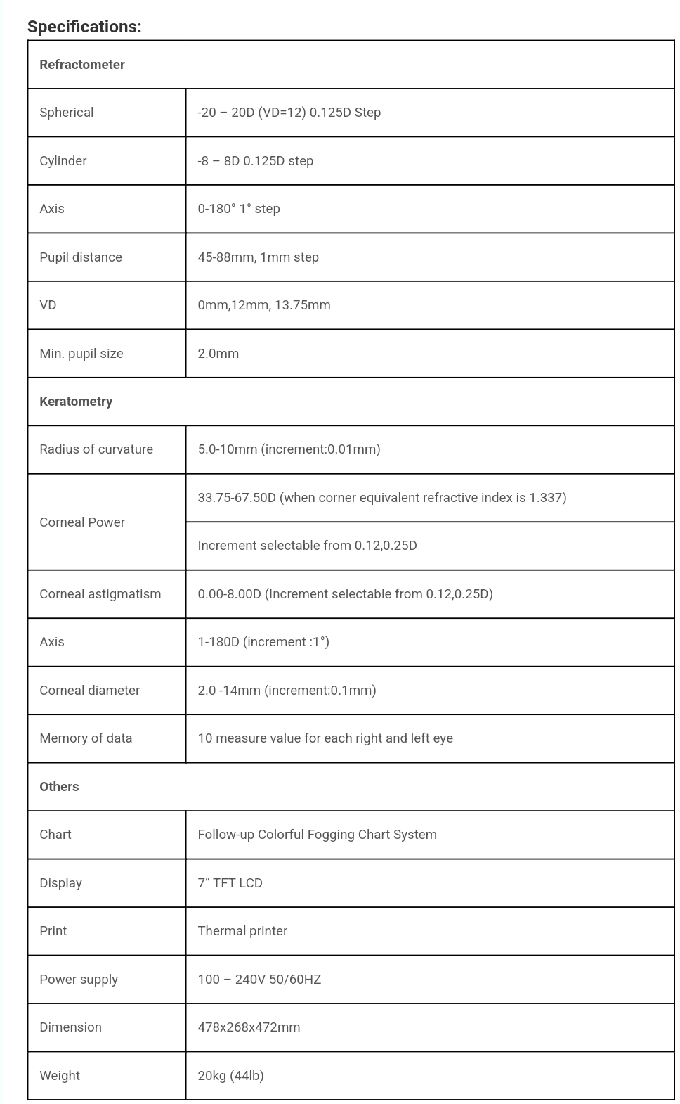 เครื่องวัดสายตา FA-6500K Auto refractometer/ keratometer