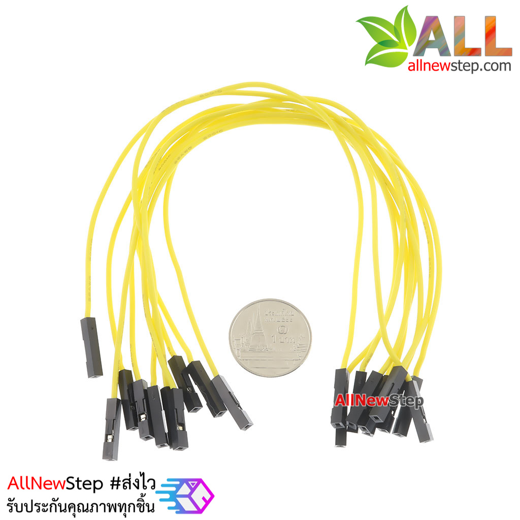 สายไฟจัมเปอร์ 20cm สาย jumper 20 cm จำนวน 10 เส้น เมีย-เมีย สีเหลือง
