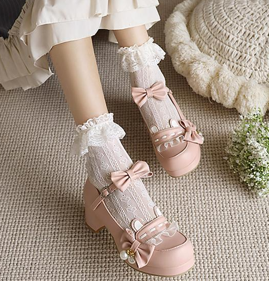 รองเท้าส้นสูง 2 นิ้วน่ารักๆ ไซต์ 34-46 สีดำ/ครีม/ชม/น้ำตาล