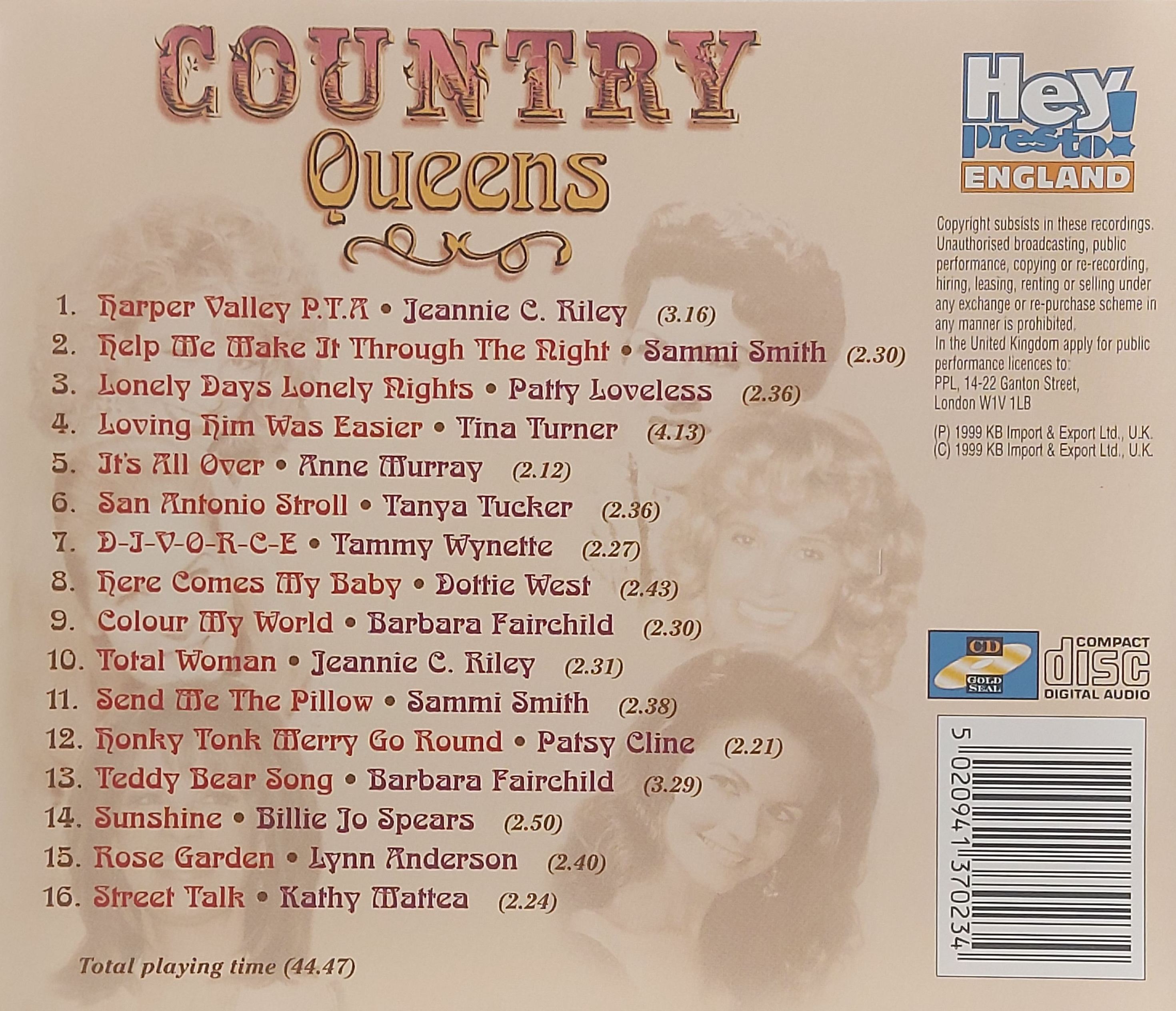 Used CD,COUNTRY Queens (A+)(Various Artists)(1999)(UK)