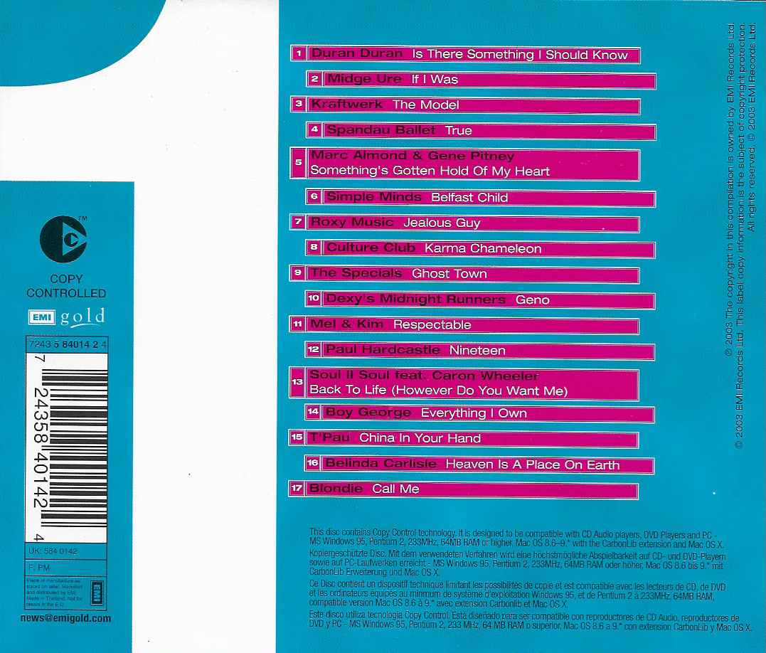 CD,1980s Number 1's (Various Artists)(2003)(Thai)