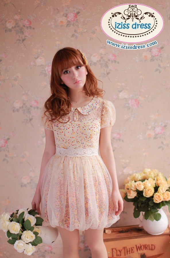 **หมดค่ะ** เดรสคอบัวตัดต่อช่วงอกด้วยผ้าโปร่งสวยหวาน กระโปรงบอลลูน
