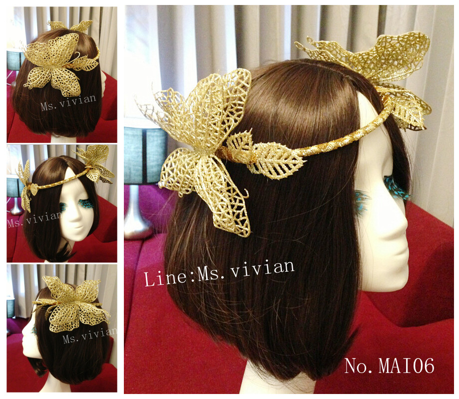 MAI06 มงกุฎผีเสื้อตัวใหญ่สีทอง (งาน handmade)**สินค้ามีจำกัดในเเต่ละล๊อต**