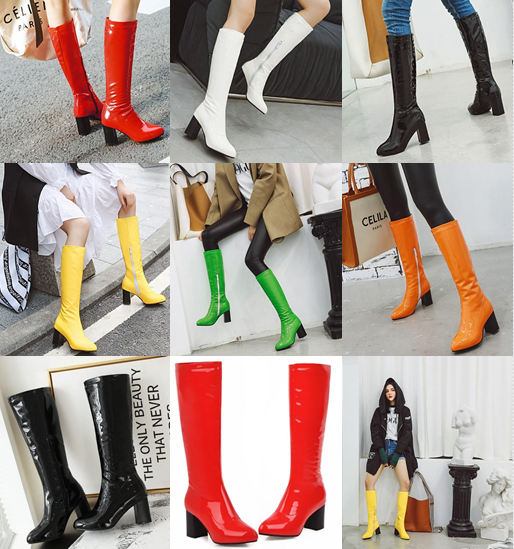 รองเท้าบูทหนังยาว ไซต์ 34-43 สีขาว/ดำ/แดง/ส้ม/เขียว/เหลือง