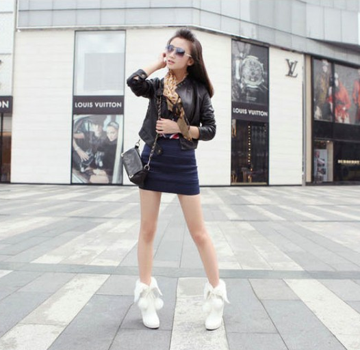 รองเท้าบูทน่ารักๆสีชมพู/ดำ/ขาว ไซต์ 34-43