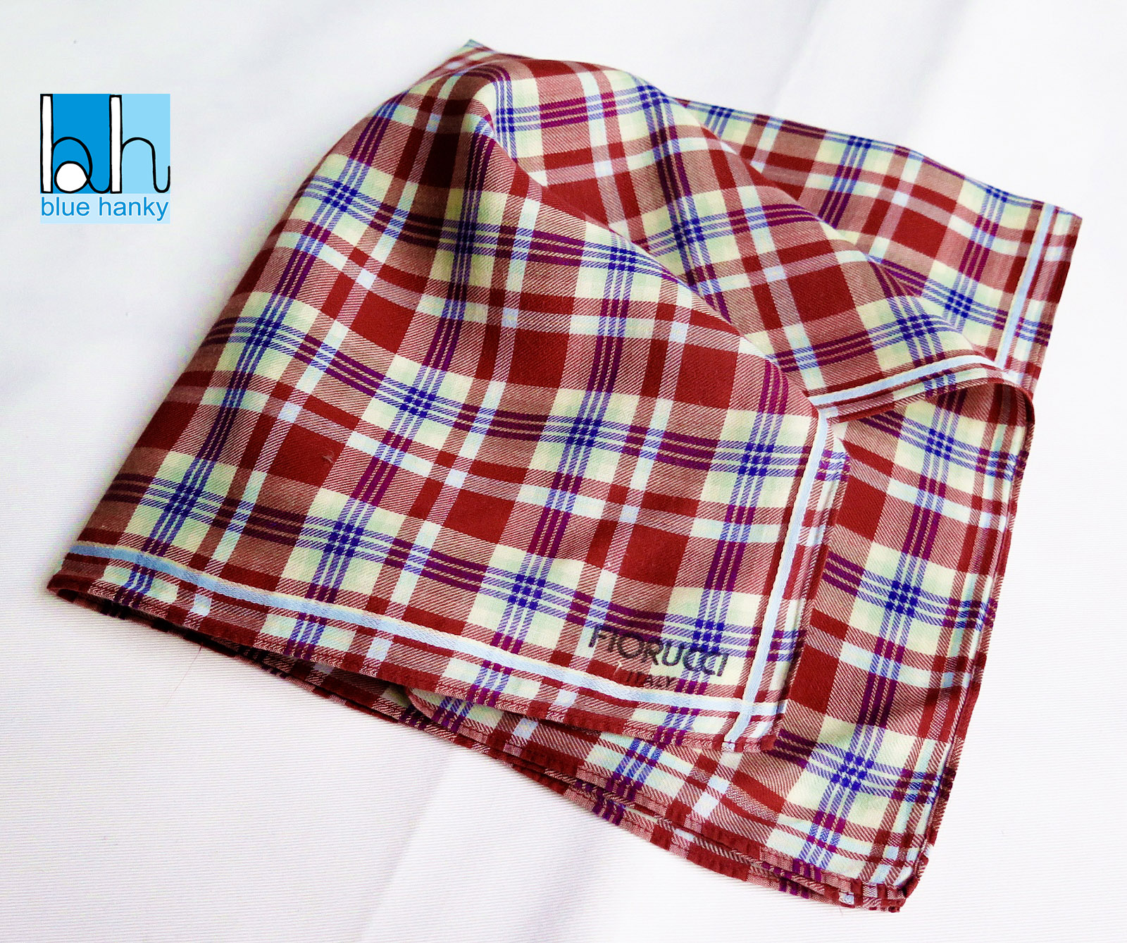 #39 18" FIORUCCI ITALY ผ้าเช็ดหน้ามือ2 สภาพดี ผ้าเช็ดหน้าผืนใหญ่