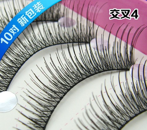 交叉4# ขนตา (ขายปลีก) เเพ็คละ 10 คู่
