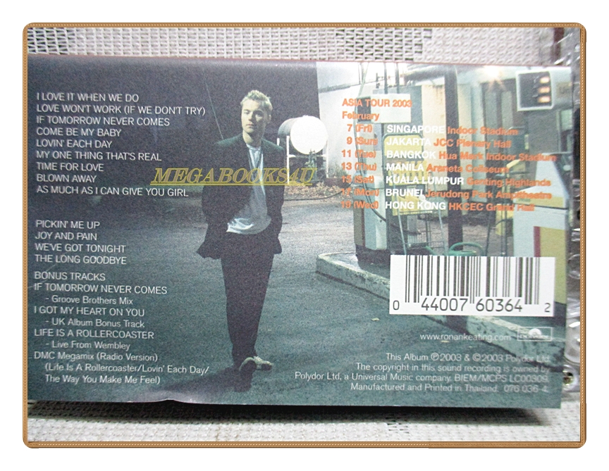 เทปเพลงสากล RONAN KEATING DESTINATION ASIA - BONUS EDITION