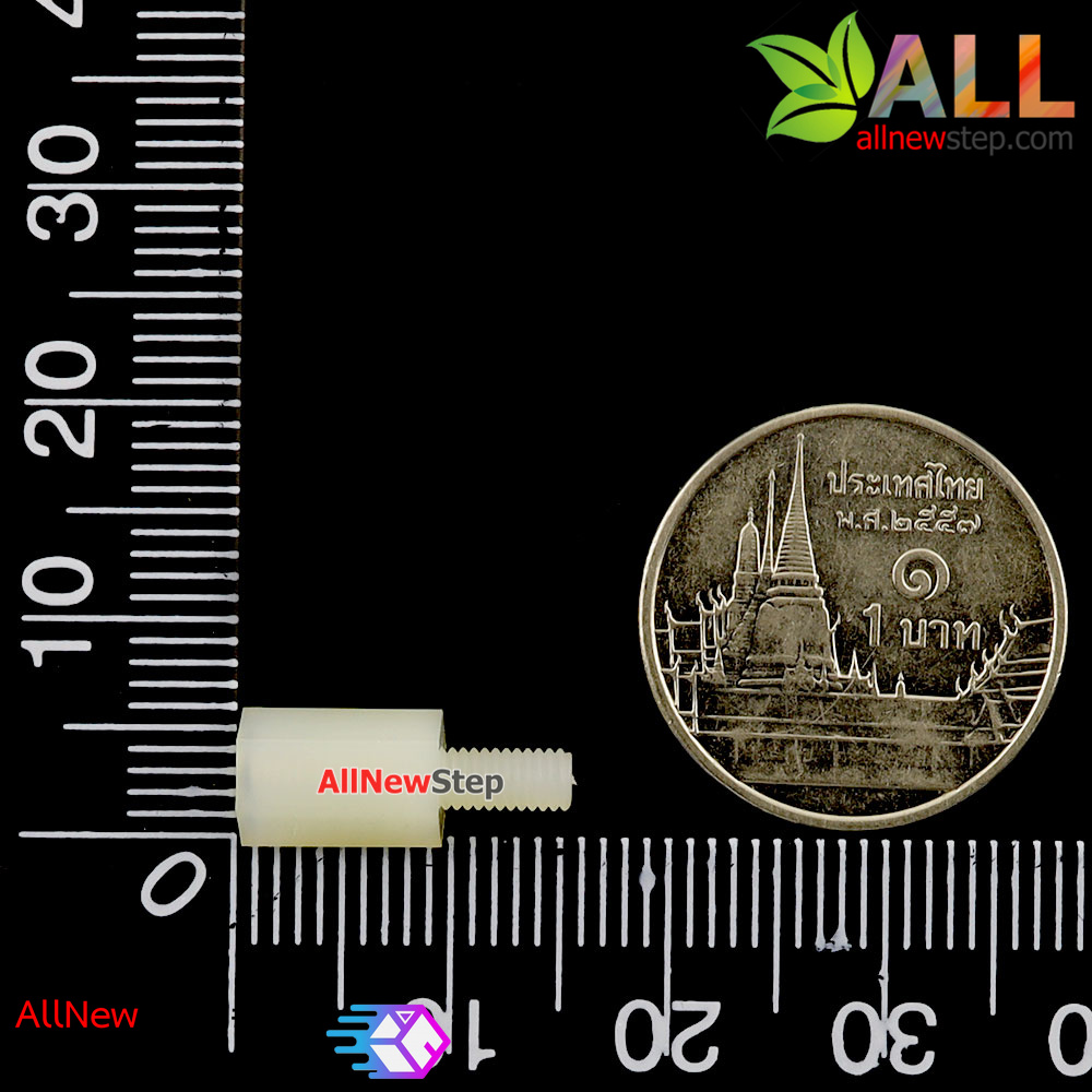 น็อตไนลอน NUT Nylon M3 ขนาด 10+6mm สีขาว จำนวน 1 ชิ้น