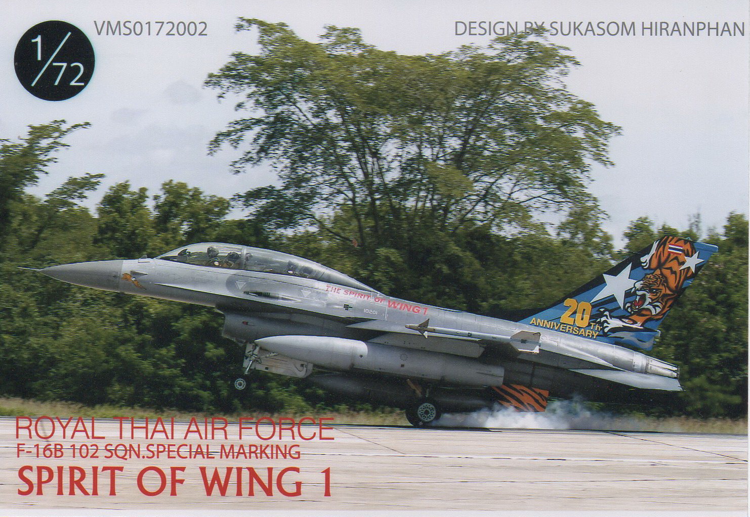 DECAL 1/72 ROYAL THAI AIR FORCE F-16 B 102 SQN SPECIAL MARKING SPRIT OF WING 1