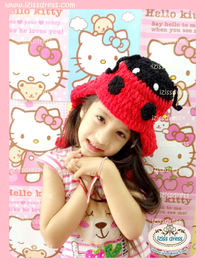 ***พร้อมส่ง***หมวกไหมขนแกะรูปเต่าทองสีแดงดำ เหมาะสำหรับเด็กแรกเกิด- 5 ปีขึ้นค่ะ