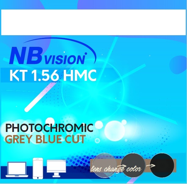 NBvision Lens 1.56 KT HMC Photochromic Grey Blue Cut