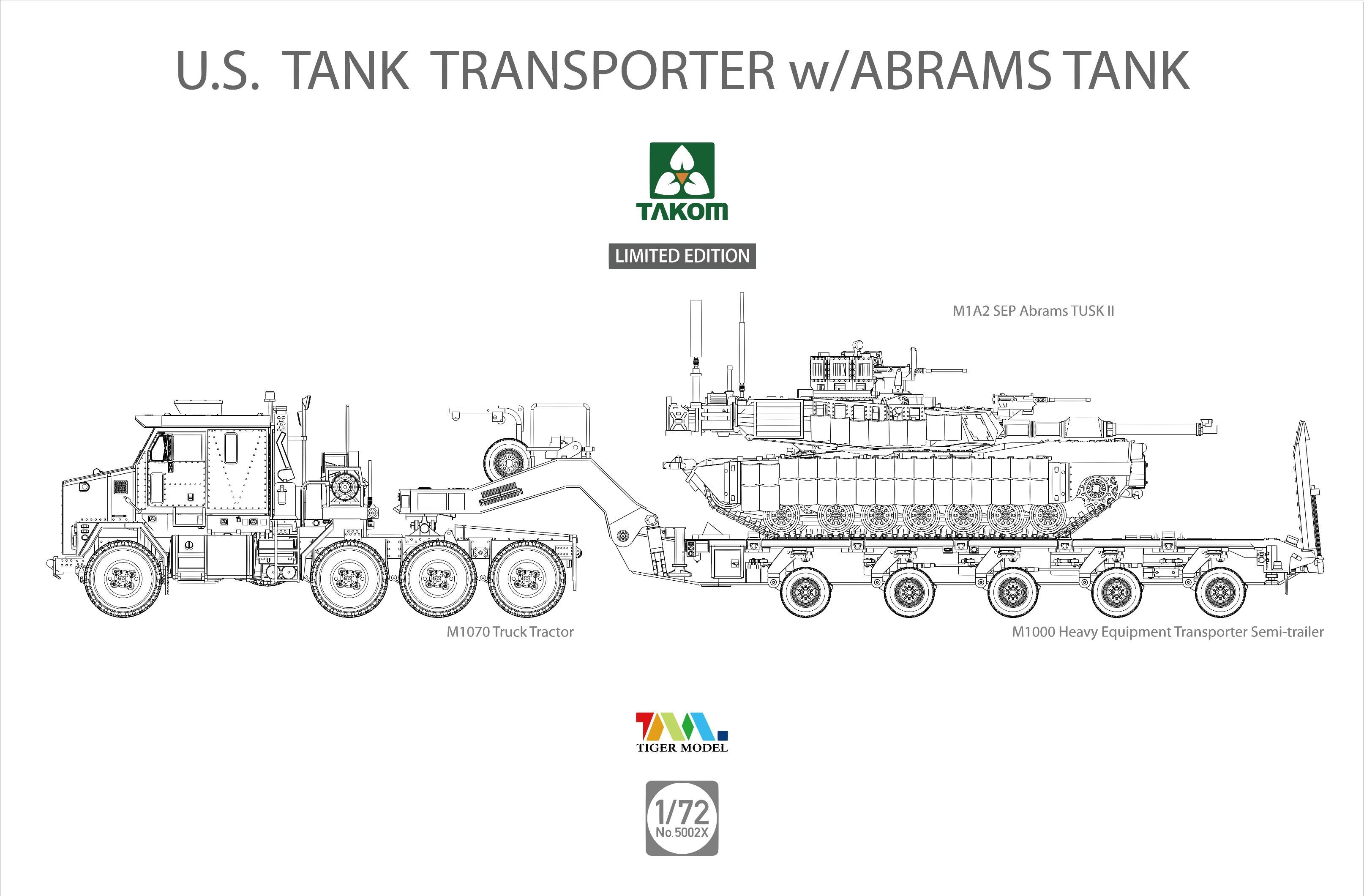 1/72 U.S. M1070&M1000 70 Ton Tank Transporter w/ Abrams TANK Limited Edition