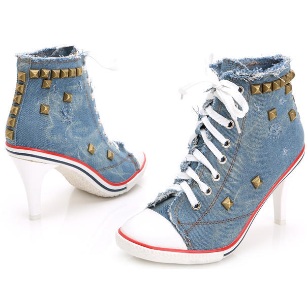 รองเท้าส้นสูง ไซต์ 34-40 สีฟ้าอ่อน ฟ้าเข้ม ขาว ดำ