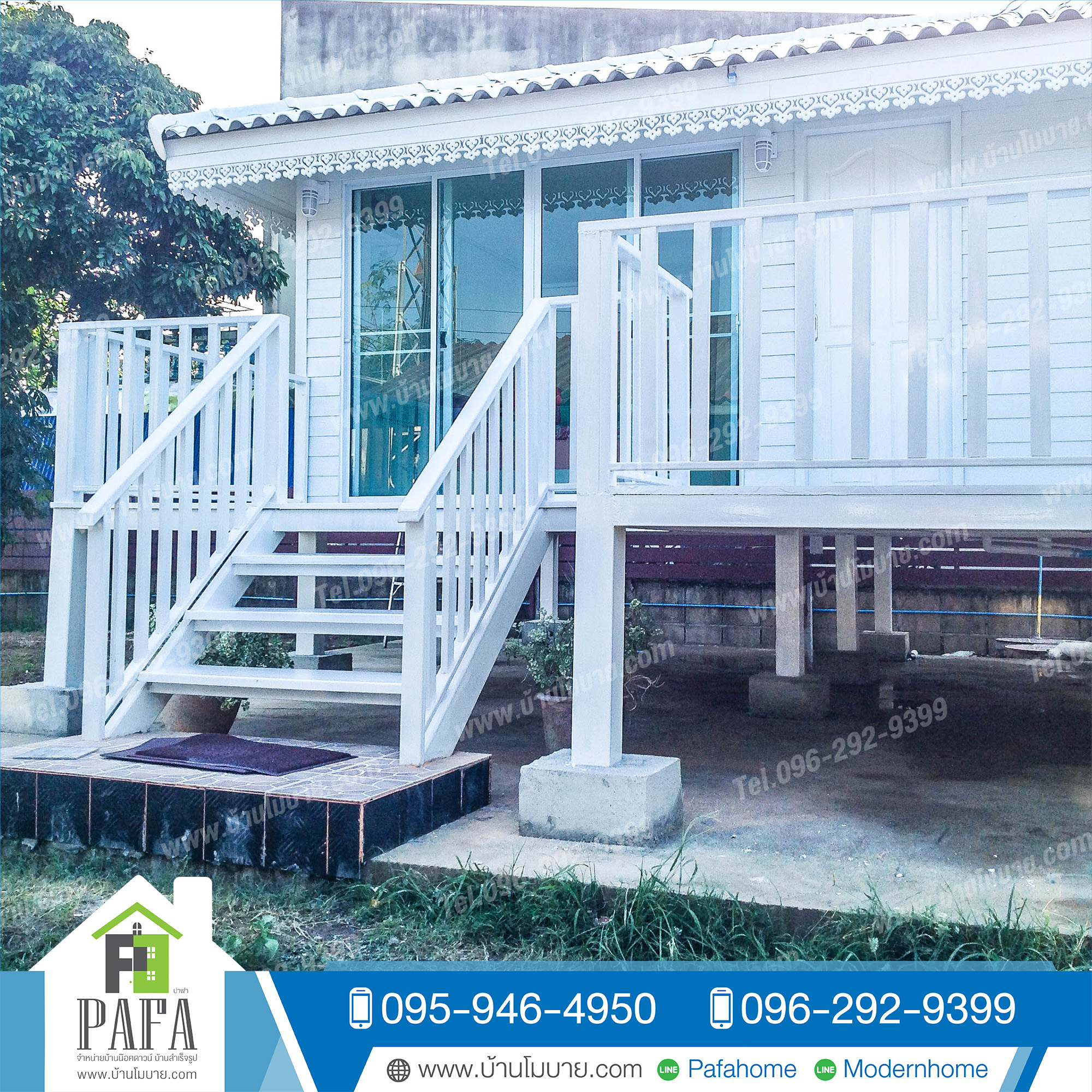 บ้านน็อคดาวน์ ขนาด 4*6 เมตร พร้อมระเบียง 2*6 เมตร (1 ห้องนอน 1 ห้องน้ำ 1 ห้องนั่งเล่น)