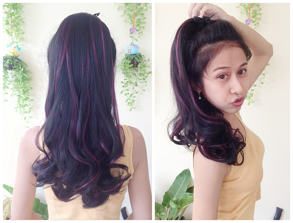 K308 หางม้า เเบบผูก ไฮไลท์สีไวน์เเดง ทรงผมสวยดูเป็นธรรมชาติคะ
