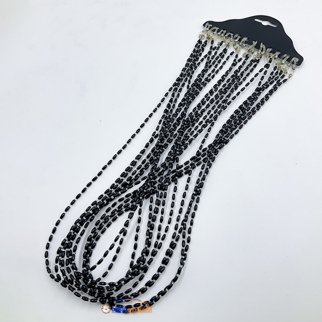 สายคล้องแว่นตาคริสตัลสีดําทรงหรูเรียบง่าย