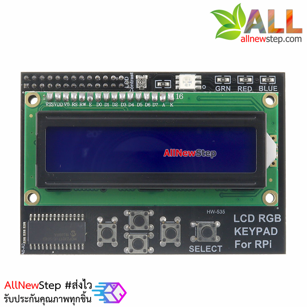 16x2 LCD raspberry Pi RPi Plate with KeyPad + RGB LED
