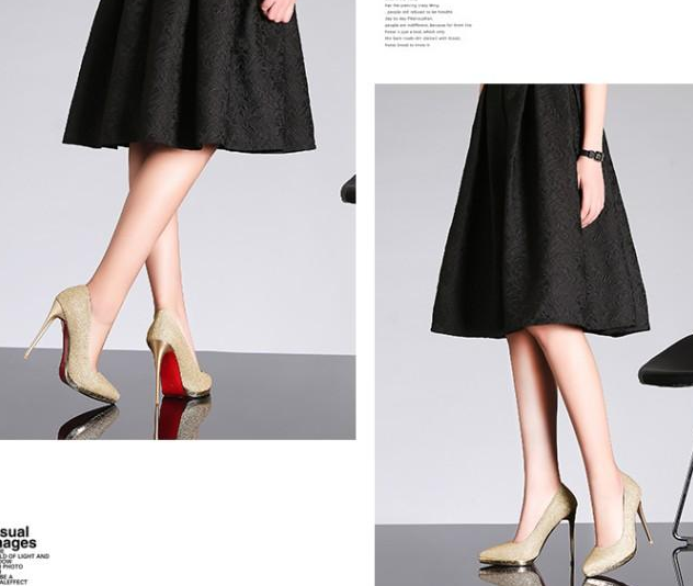 รองเท้าส้นสูงคัทชูทรงสวย ไซต์ 34-45 สีเงิน/ทอง/ม่วง