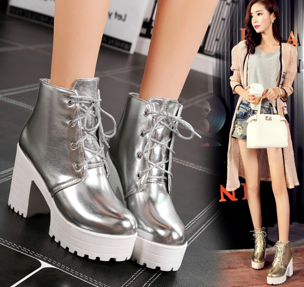 รองเท้าบูทสีเงิน/ทอง ไซต์ 34-43