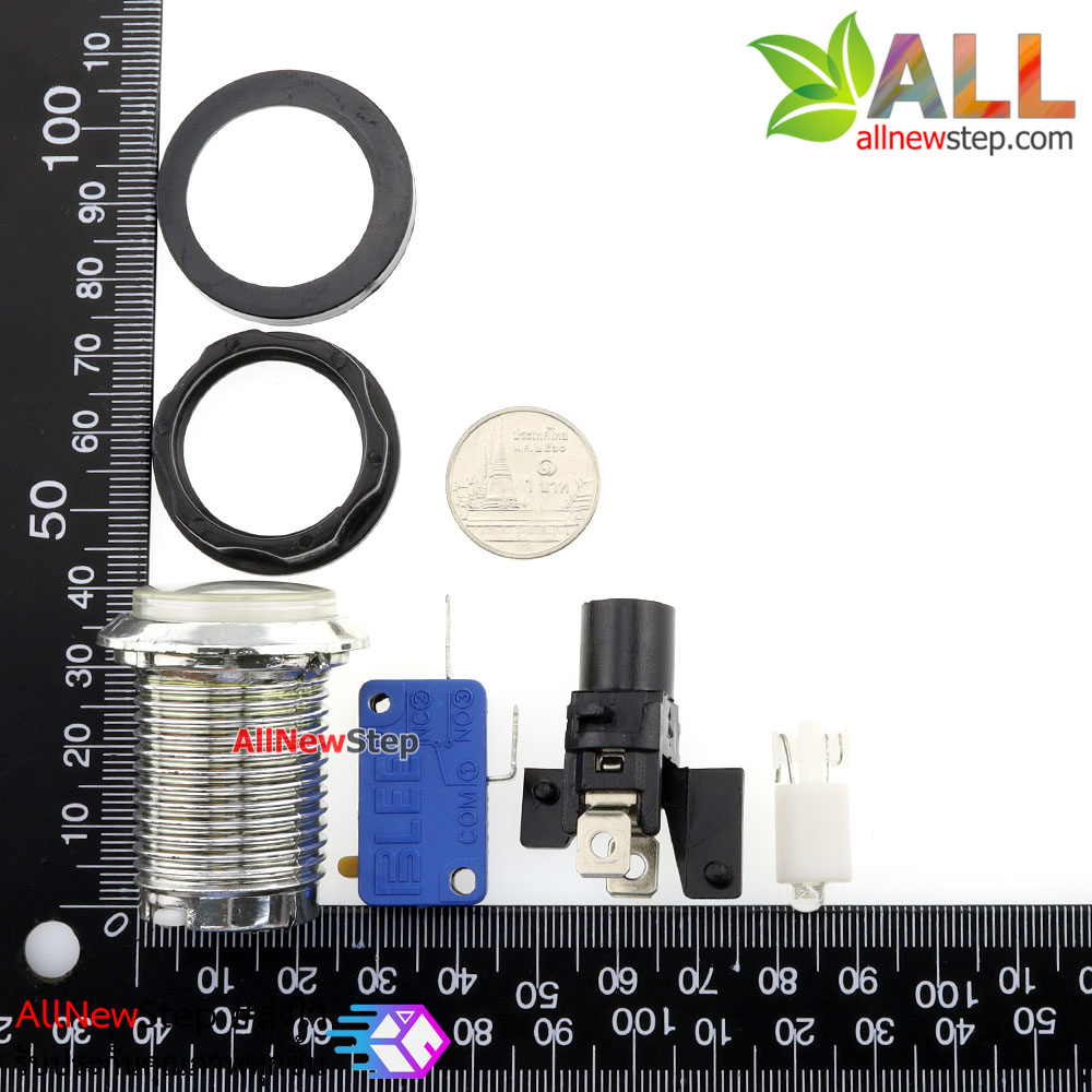 สวิตช์ปุ่มกดเครื่องเล่นเกม พร้อมไฟ LED สีขาว Game Button machine with light