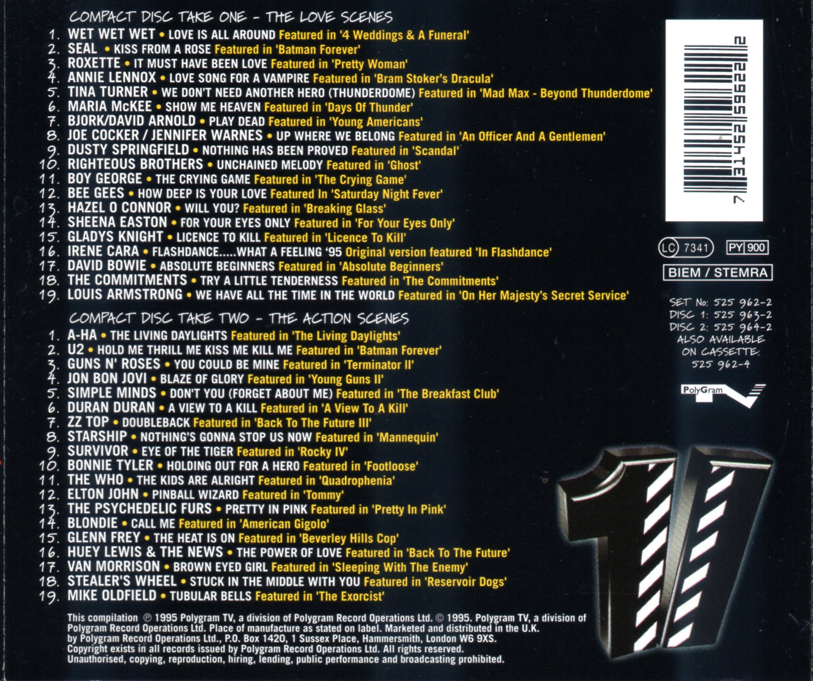 CD,The No. 1 Movies Album 38 Classic Tracks From The Movie (2CD)(Various Artists)(1995)(UK)