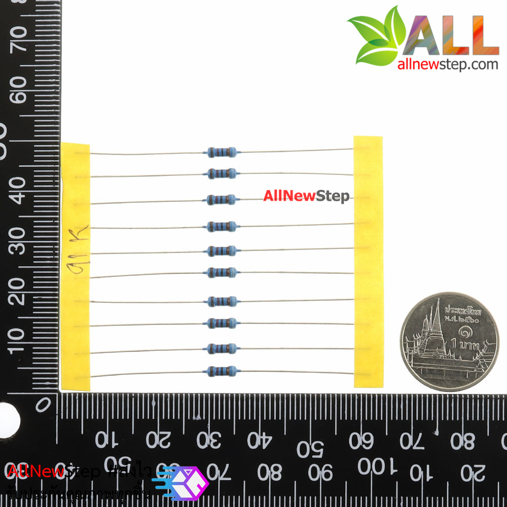 ตัวต้านทาน 91 K 1/4W Metal film 91k 1% จำนวน 10 ชิ้น