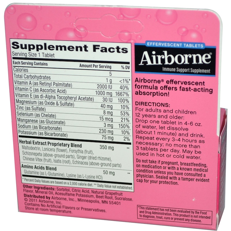 AirBorne, Blast of Vitamin C 10Tablets วิตามินซีเม็ดฟู่ จาก USA ทานป้องกันหวัดเสริมภูมิคุ้มกันทันที