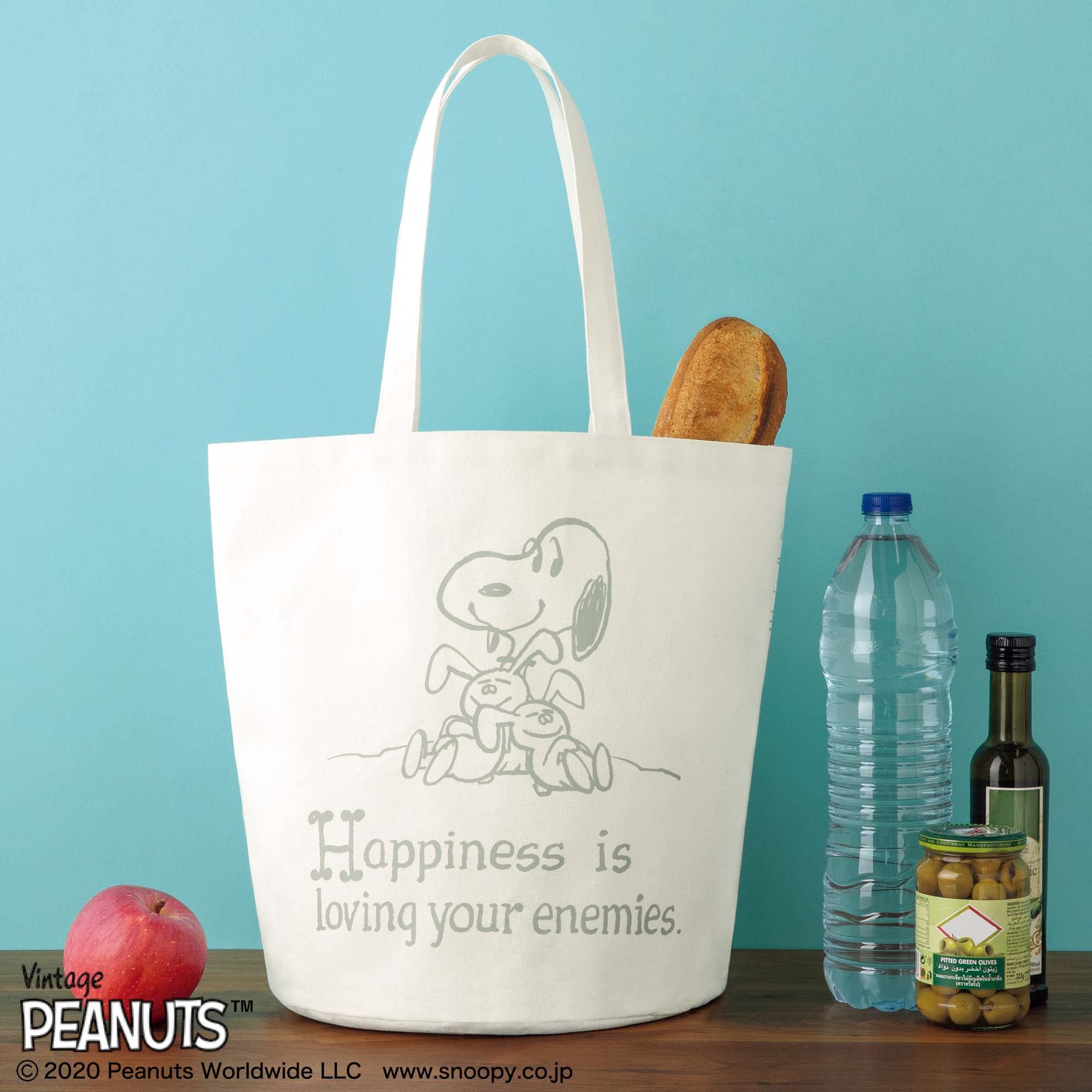 พร้อมส่ง SNOOPY กระเป๋า ทรงถังขนาดใหญ่ ลายสนูปปี้น่ารักและกระต่ายสองตัว