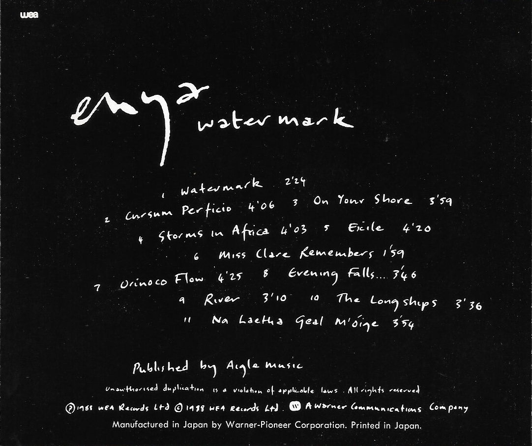 Used CD,Enya - Watermark (B)(1988)(Japan)