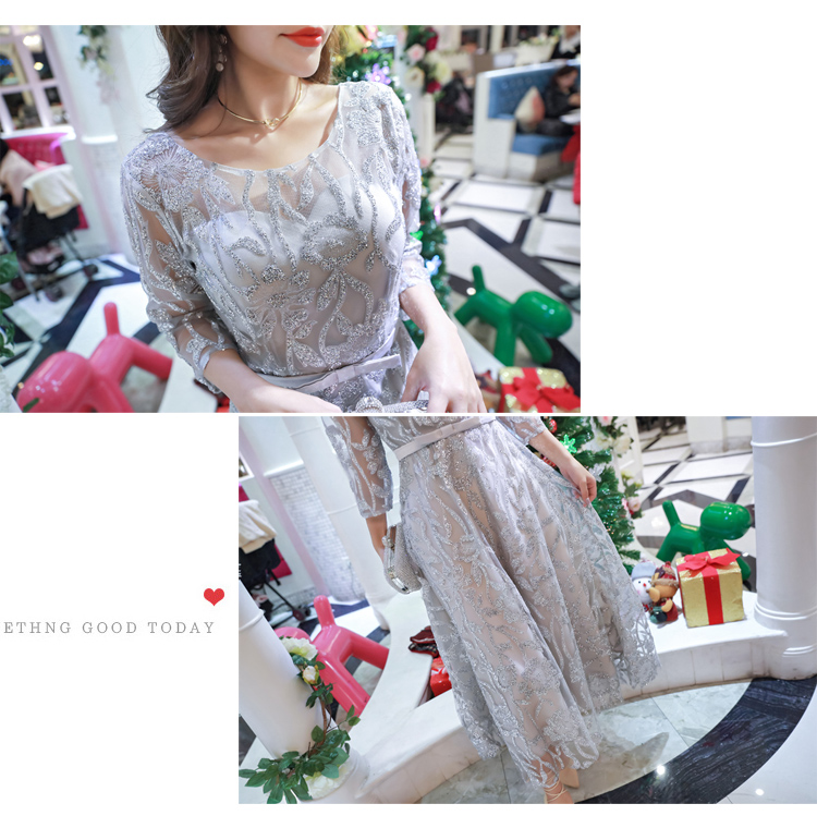 **หมดค่ะ** เดรสราตรียาวออกงานสุดหรู สีเทา แขนยาวสีส่วน ตัวชุดเป็นโปร่งแต่งด้วยดิ้นเล็กๆๆสีเงิน เป็นลวดลายดอกไม้ งานพรีเมียม สวยมากๆค่ะ