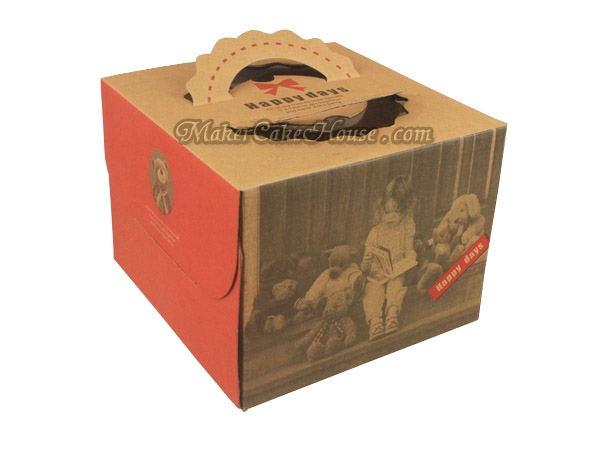 กล่องใส่เค้กกระดาษคราฟท์ ลายเด็ก ( 3 ปอนด์ )