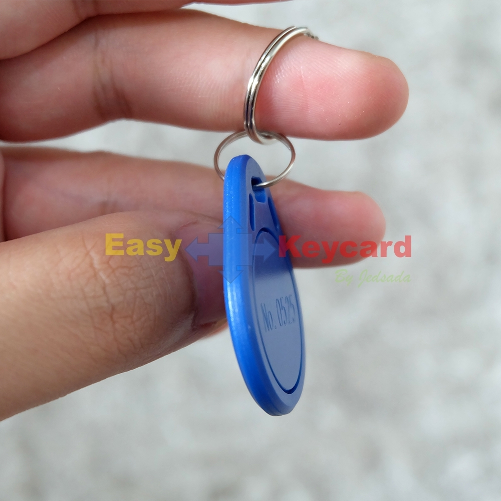 พวงกุญเเจคีย์การ์ดKeytag ชนิด(read&write) (Proximity 125Khz.) เเบบหยดน้ำ สีน้ำเงิน (ใช้สำหรับเครื่อง Copy)