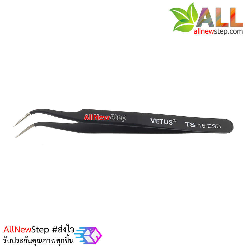Tweezers Anti-static black carbon fiber Tools ทวิสเซอร์สำหรับจับอุปกรณ์ TS-15ESD ESD-15