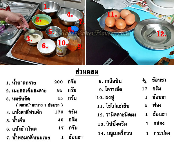 ส่วนผสมในการทำเค้กบลูเบอร์รี่