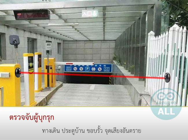 Active Infrared Sensor detect alarm เซนเซอร์ตรวจจับผู้บุกรุก ตรวจจับวัตถุผ่านแบบอินฟาเรด ระยะไกล 15 เมตร