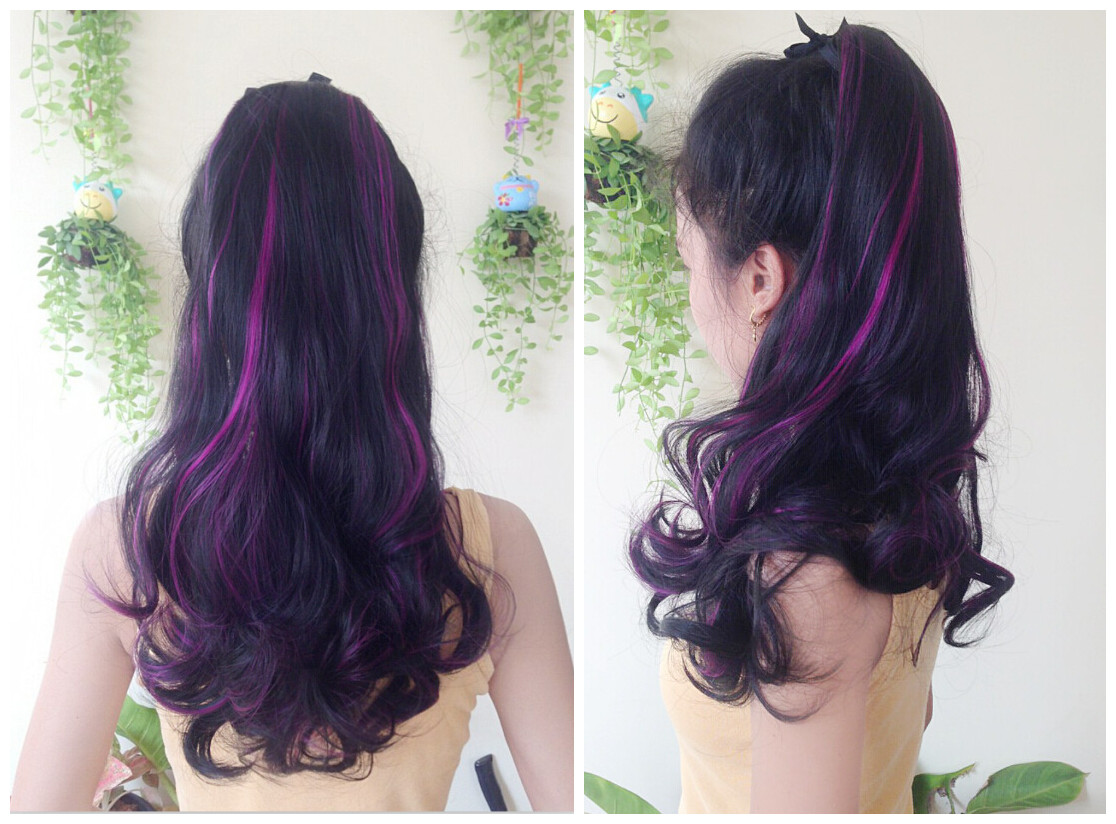 K310 หางม้า เเบบผูก ไฮไลท์ชมพูเข้ม ทรงผมสวยดูเป็นธรรมชาติคะ