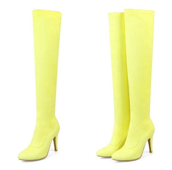 รองเท้าบูทยาวเลยเข่า ไซต์ 34-43 สีดำ/เหลือง/ชมพู/ม่วง/ชมพูอ่อน/ชมพูเข้ม