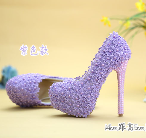 รองเท้าเจ้าสาว ไซต์ 34-41 สีม่วง สีเขียว ส้นสูง 8,11,14 ซม.