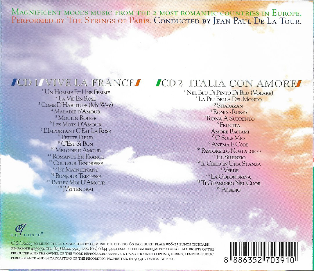 CD,Euro Romantico Vive La France S. Italia Con Amore By Jean Paul De La Tour(2CD)(instrumental)(2003)