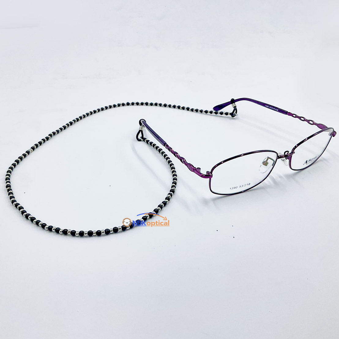 สายคล้องแว่นตาใข่มุกดําขาว