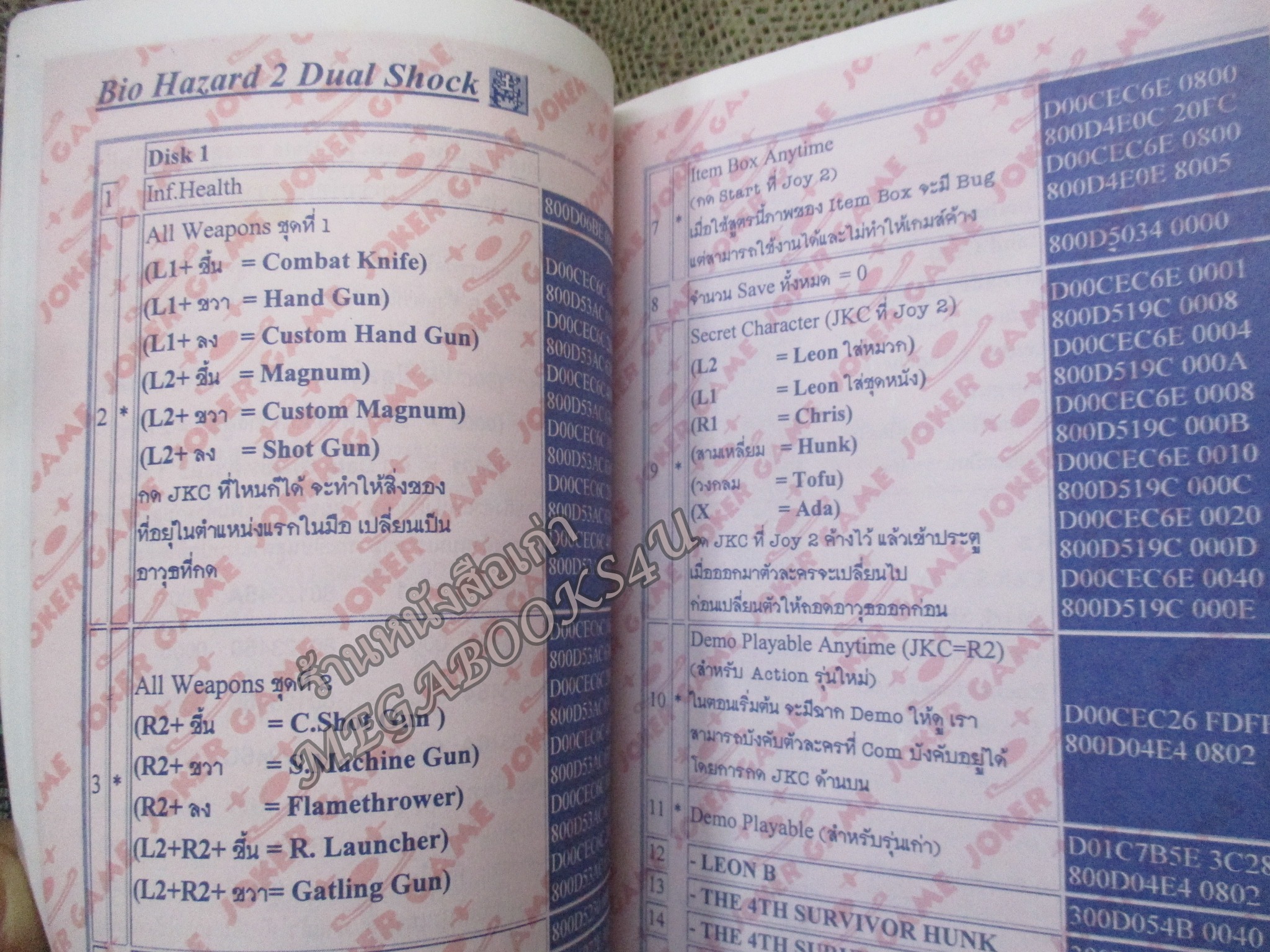 คู่มือเฉลยเกมส์ คู่มือสูตรอมตะ เล่ม18 / BIOHAZARD 2 / JOKER GAME / ตัวหนังสือ แข็งแรง สภาพภายในดี