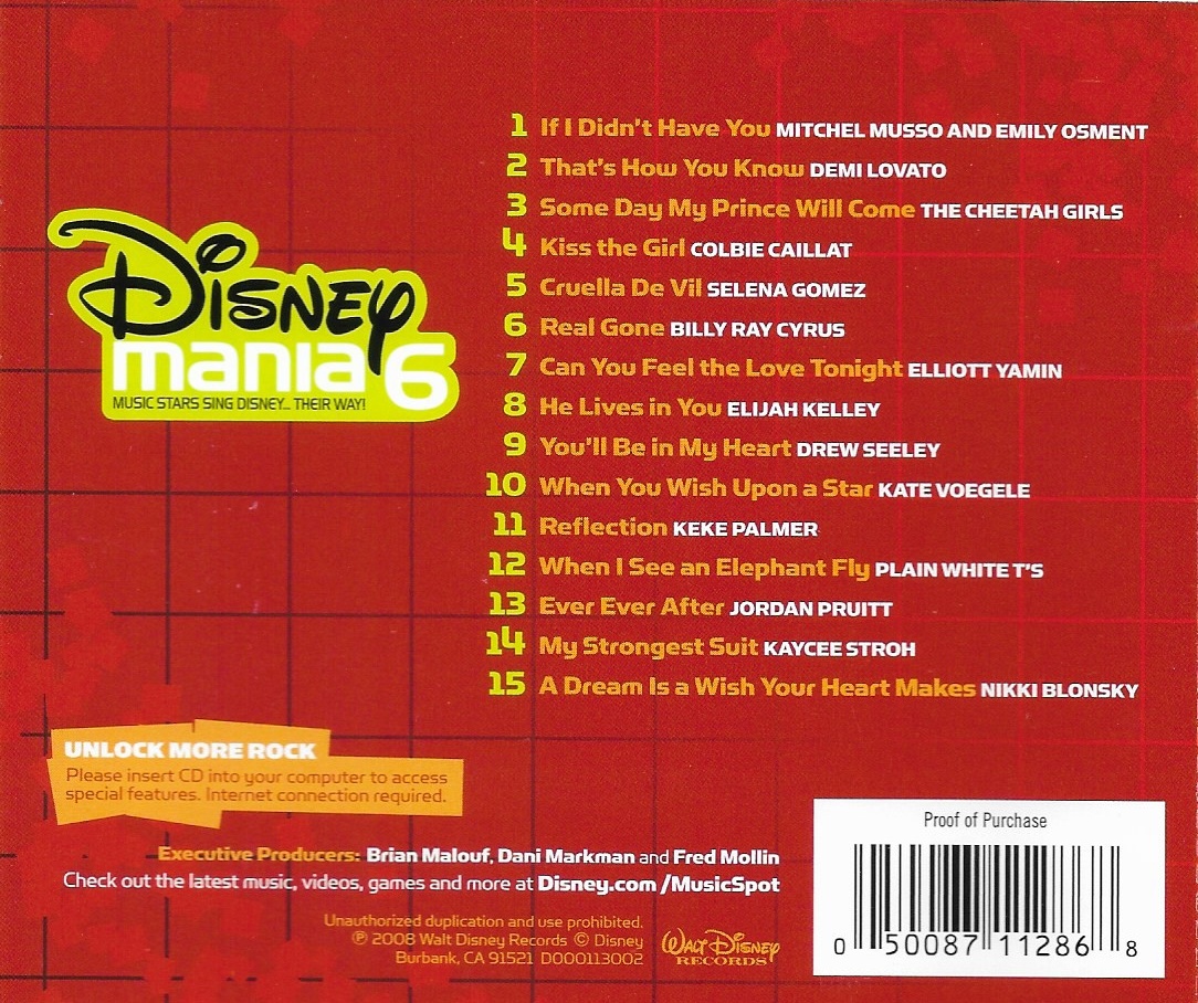 CD,Disney mania 6 (Music stars sing Disney Their way)(Walt Disney)(Various Artists)(Soundtrack)(OST.)(2008)
