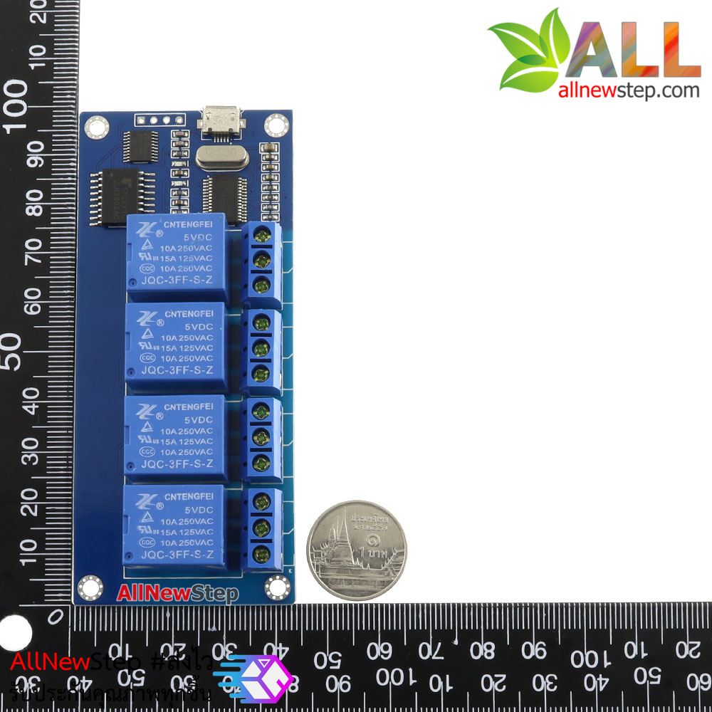 USB Relay 5v 4 channel usb control usb relay บอร์ดรีเลย์ 5V 4 ช่อง ควบคุมด้วย Arduino / VB / C# ทางช่อง USB