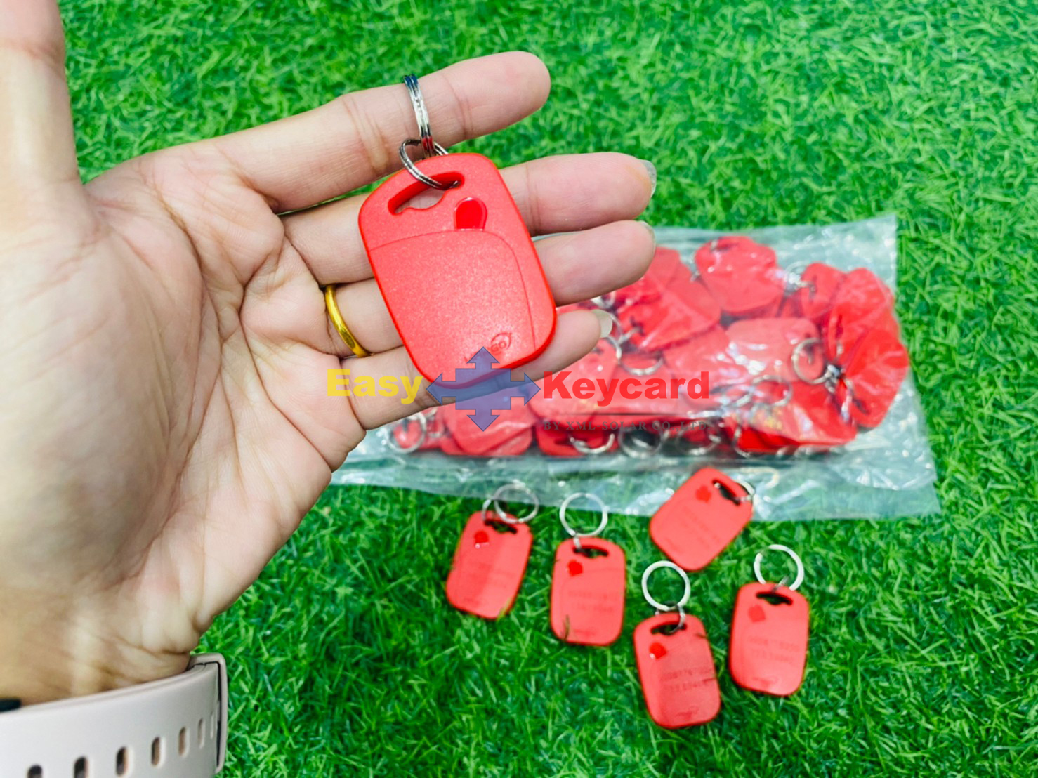 พวงกุญเเจคีย์การ์ด Keytag (Proximity 125Khz.) (เเบบสี่เหลี่ยม ยี่ห้อ mango)(สีแดง)