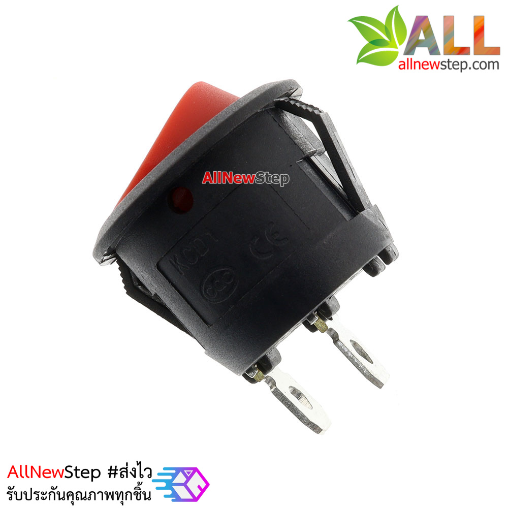 สวิตช์เปิดปิด KCD1-105N Rocker Switch Round Red 250V 6A สีแดง