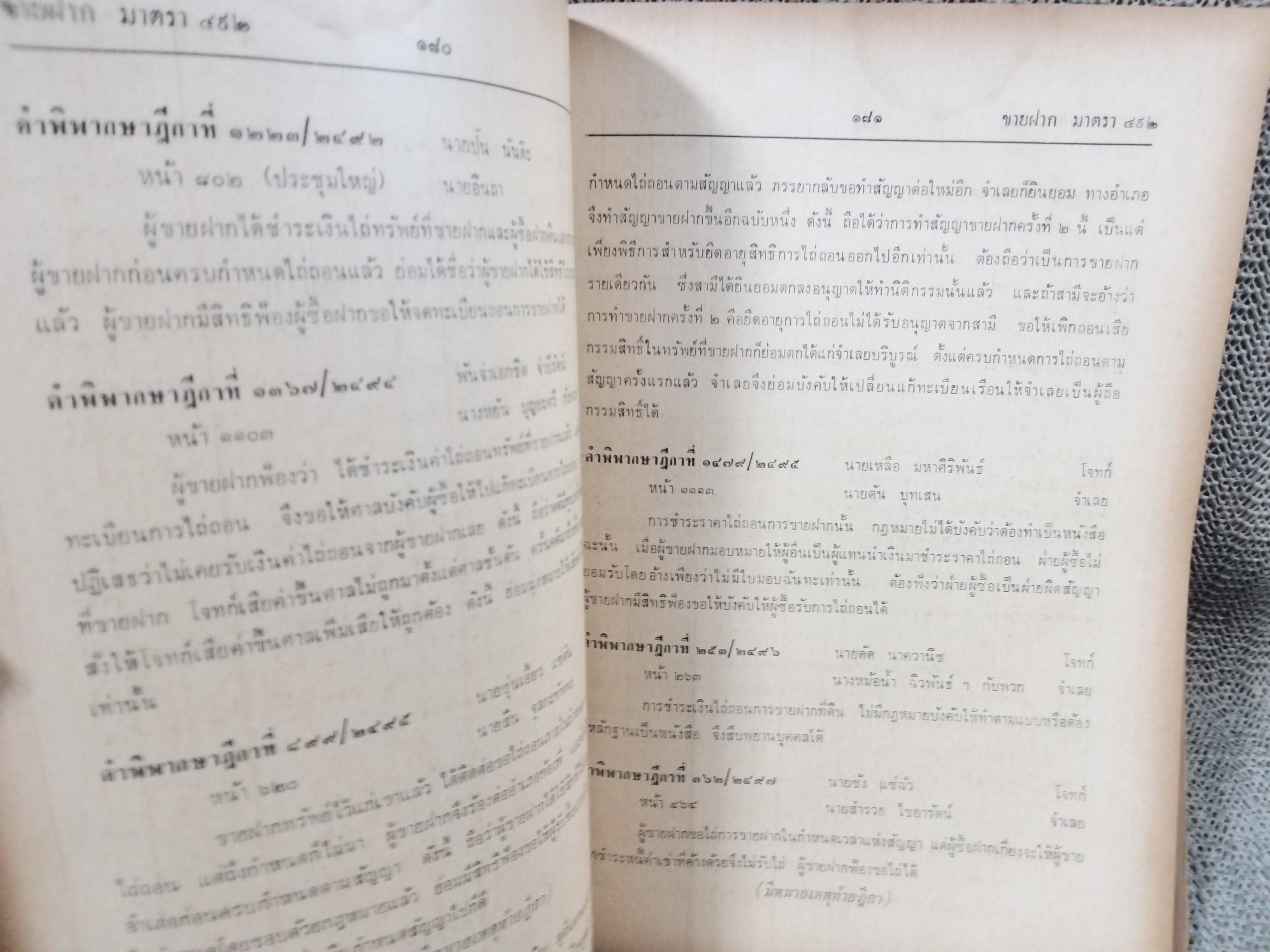 หนังสือ ย่อข้อกฎหมายจากคำพิพากษาฎีกา ประมวลกฎหมายแพ่งและพาณิชย์ บรรพ3ตอน1 ซื้อขาย แลกเปลี่ยน ให้ เช่าทรัพย์ เช่าซื้อ เริ่มแต่ พ.ศ. 2485