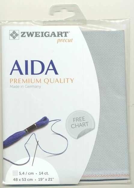 Zweigart ผ้า Aida 14 ct. สีเทา Pewter ขนาด 48 x 53 ซม.