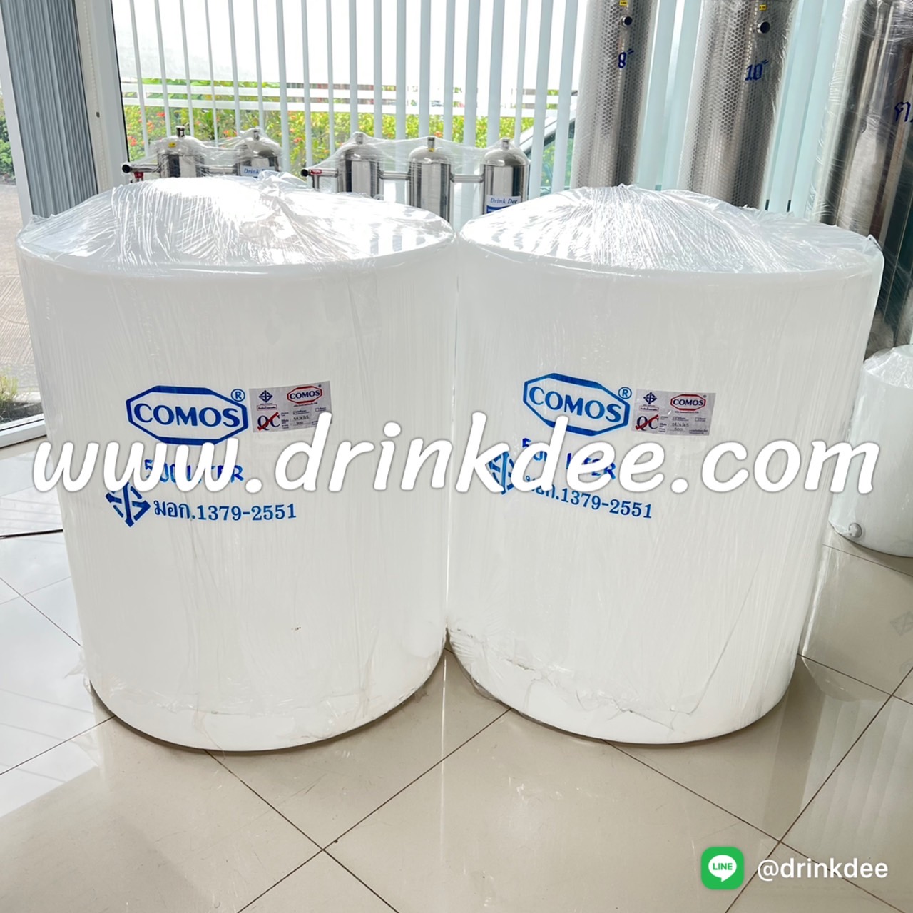 ถังเก็บน้ำ-เคมี PE ขนาด 500 ลิตร หนา 3.8 มม. (ยี่ห้อ COMOS)